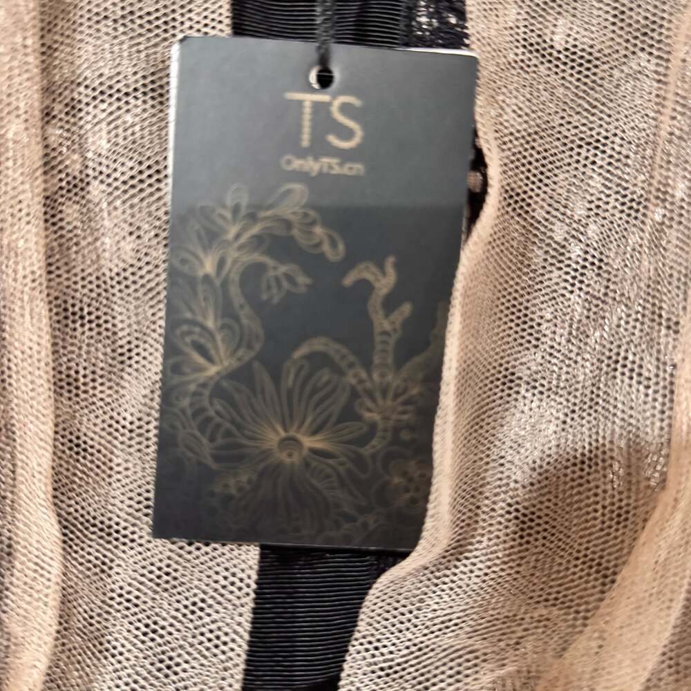 TS Three Seasons Black and Taupe Sleeveless Sequin Pleated Bottom Dress - Picture 2 of 4